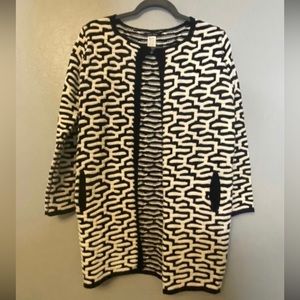 West 36th boutique black and white geometric open cardigan size small/medium